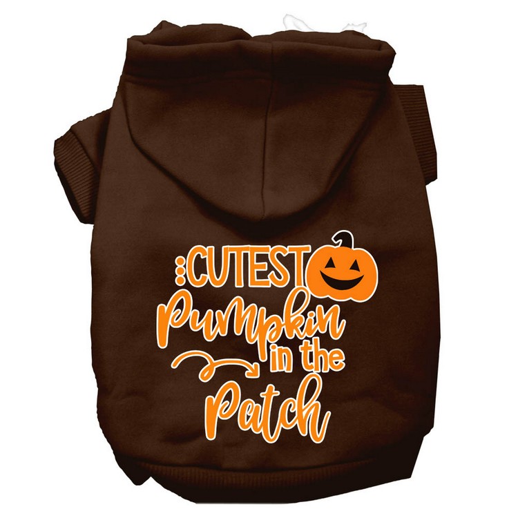 Cutest Pumpkin in the Patch Screen Print Dog Hoodie Brown XL